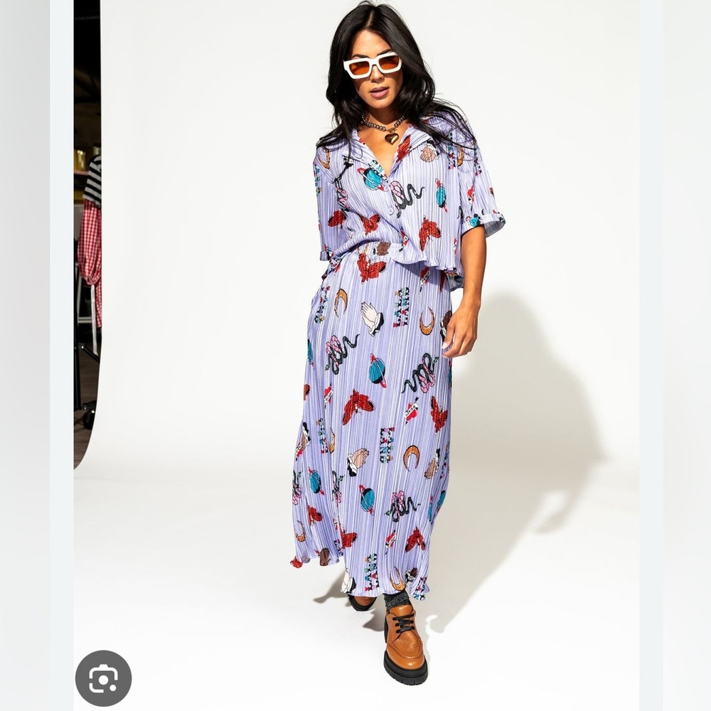 Dressed in Lala: Ćest la Vie Plissé Skirt Set in Trouble Maker Tattoo; 2X